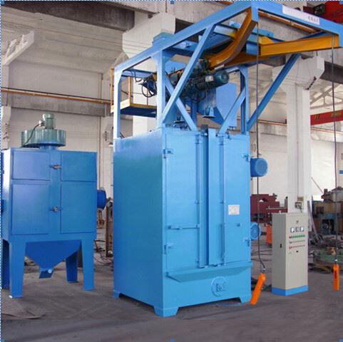 Working principle of double station rotary table shot blasting machine + manipulator unloading